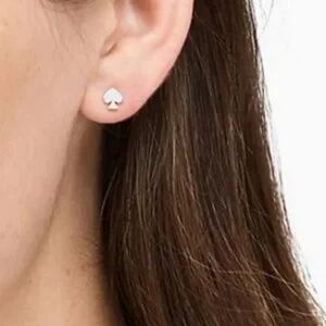 NWT Kate Spade Signature Mini Spade Stud Earrings In Silver